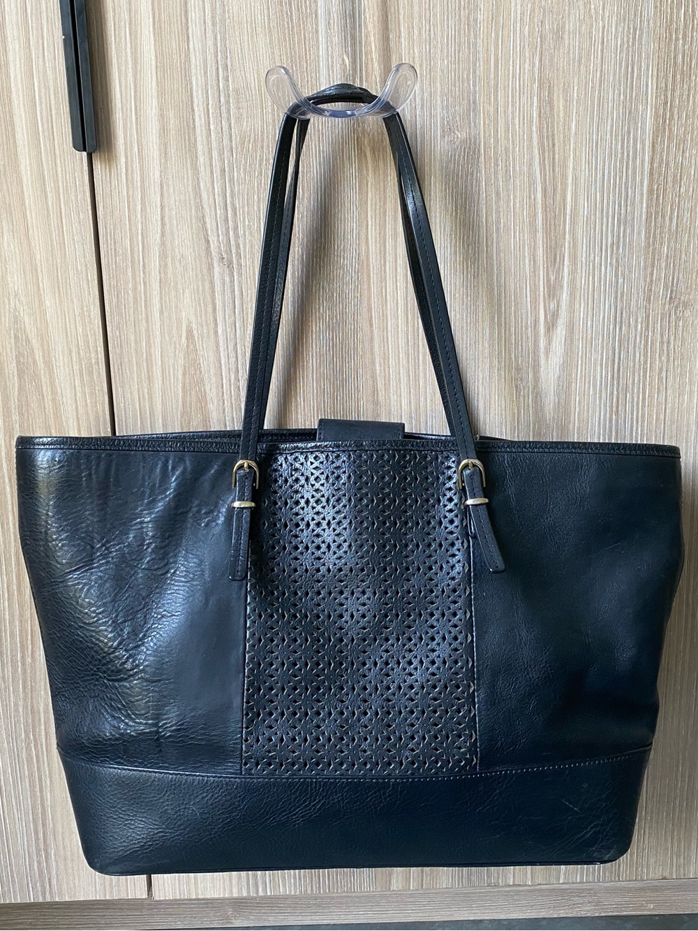 Talbot’s Black Leather Perforated Tote Bag - Women